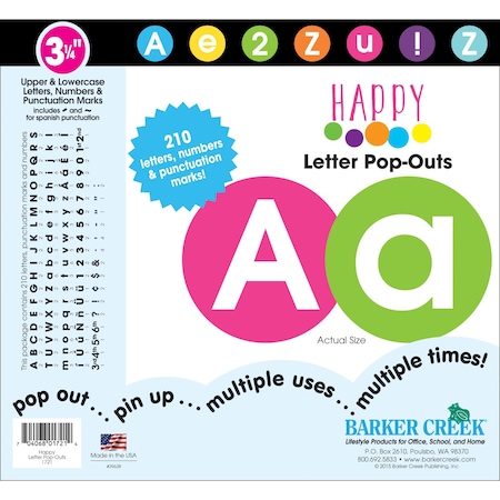 Barker Creek Happy Circle 3-1/4" Letter Pop-Outs, 210 Characters/Set 1721